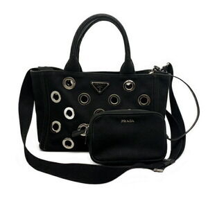 Prada Canapa Canvas Grommet Bag Black